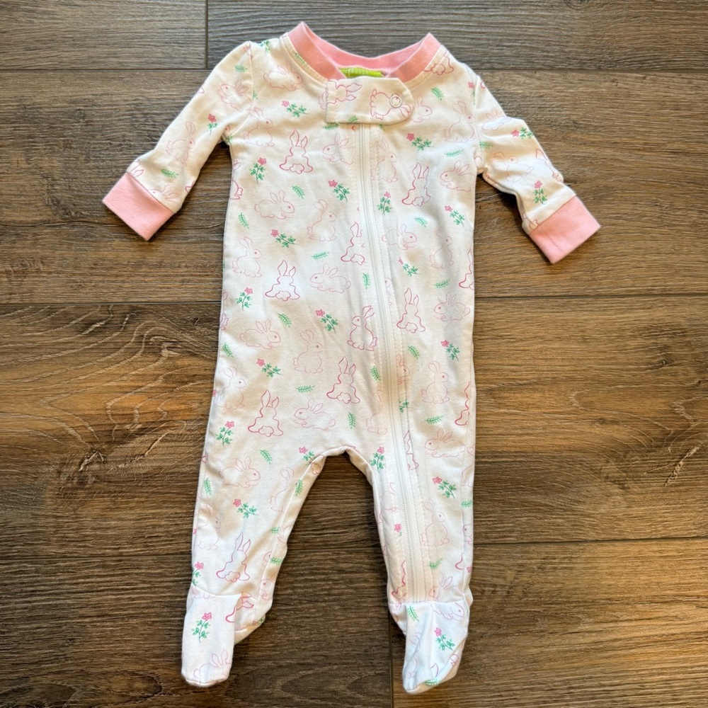 Classic Whimsy Pink Easter Bunny Kids Footie Pajamas, NB